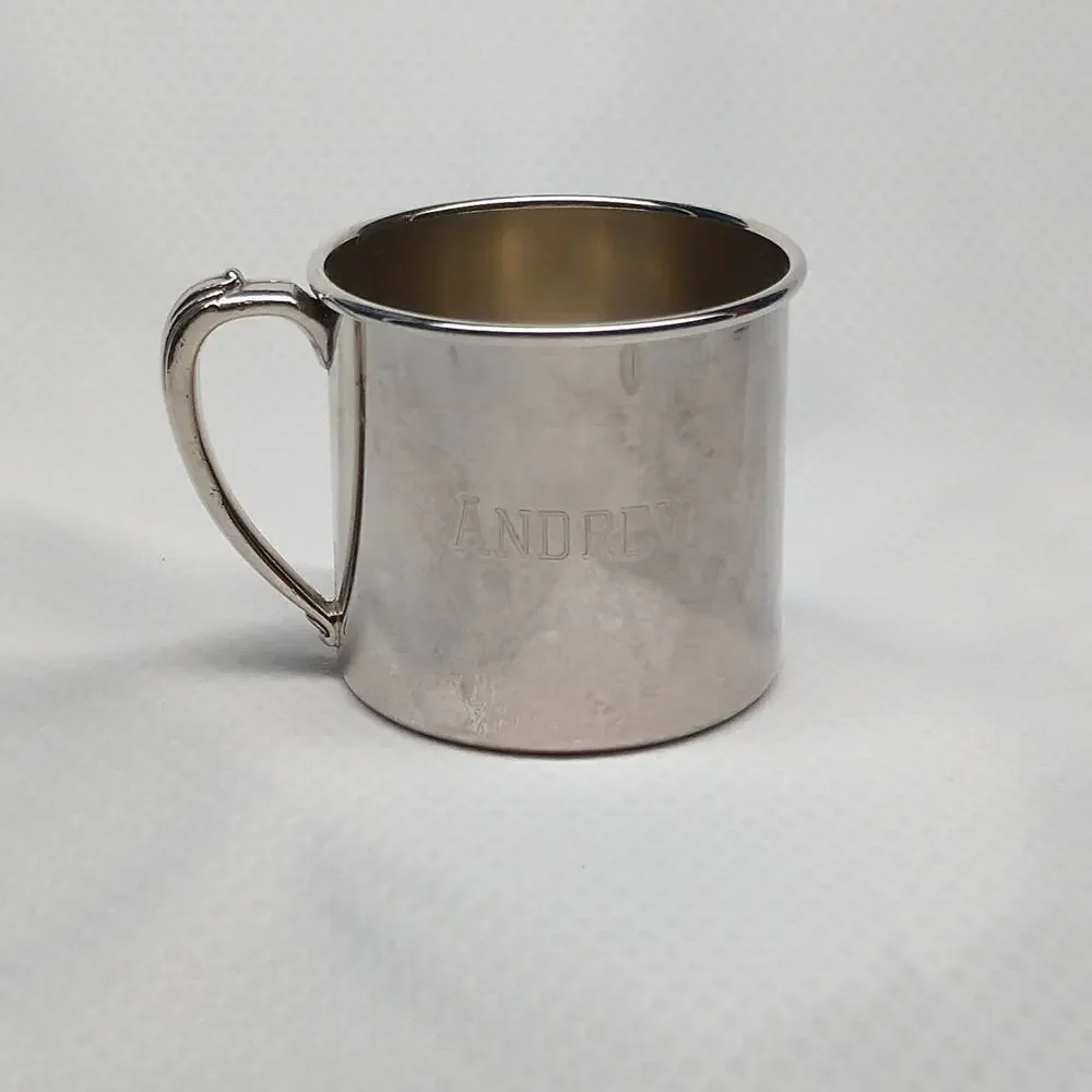 Vintage Oneida Community Silverplate Baby Cup Engraved Andrew Child Mug